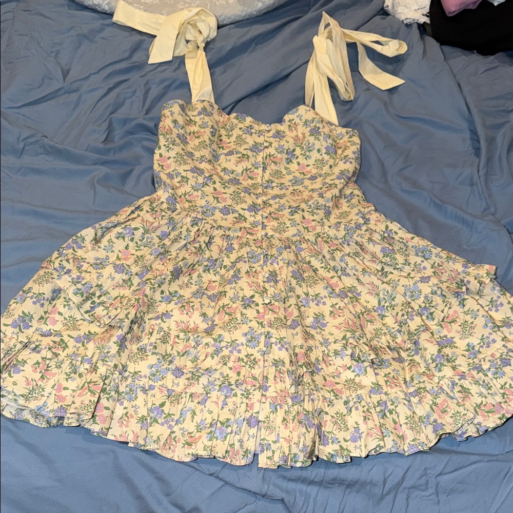 Floral Mini Dress with Tie Straps